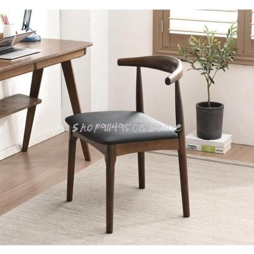 Solid Wood Dining Chair Study Room Horn Chair Home Nordic Minimalist Meeting Office Stool Backrest Restaurant Chair
