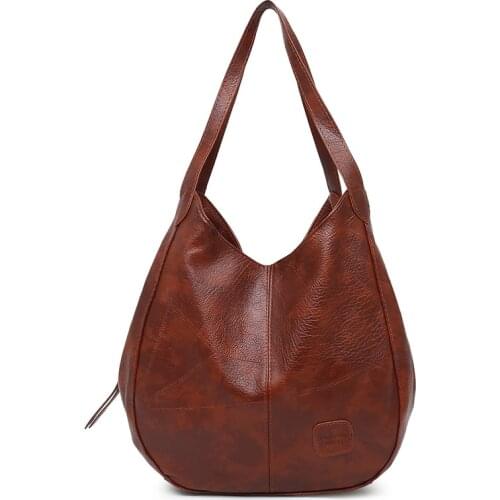 Retro Soft Leather Handbag 2021 New Bag Womens Large-capacity Simple Shoulder Bag Multi-compartment Tote Bag