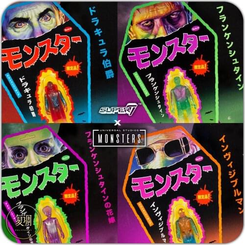 Universaal Monsteres SDCC Edition The Invisible Man Frankenstein Dracula Vintage Card and 3.75 Inches Action Figure Model Toys