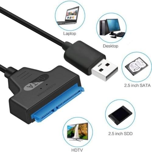 USB2.0 to SATA 22pin (7pin+15pin) Easy Drive Cable Adapter Cable USB2.0 to SATA Adapter Cable Converter for 2.5 inch SSD/HDD