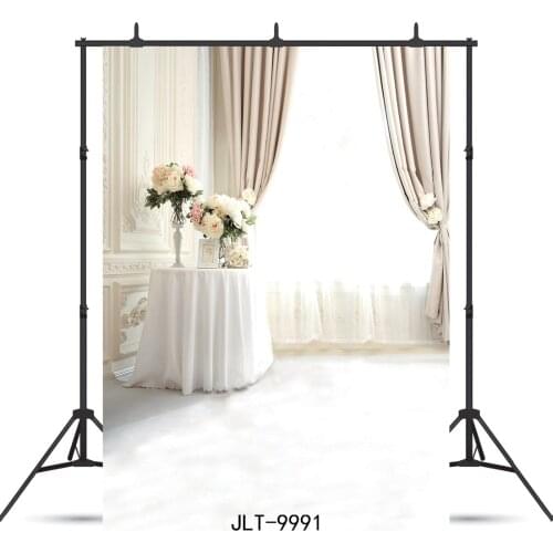Curtain Flowers Window Floor Vinyl Photography Backdrop For Wedding Party Child Baby New Born Background Photo Studio Photocall