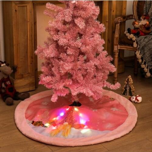 High Quality 108CM LED light Gnome Christmas Tree Skirts Fur Carpet Xmas Decoration for Home Natal Skirts New Year Home Decor