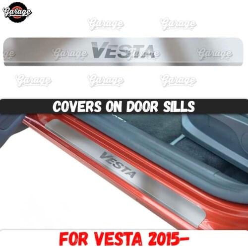 Guard covers on door sills for Lada Vesta 2015- Stainless steel accessories protective interior molding car styling tuning