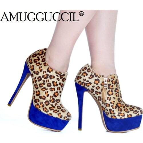 2020 New Plus Big Size 35-52 Leopard Zip Fashion Sexy High Heel Platform Autumn Summer Female Ladies Shoes Women Pumps D1294