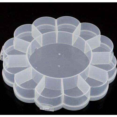 10pcs/lot 13 Compartments Flower Plastic Bead Storage Containers for Beads Earrings Jewelry Box Case Clear Pink 15.5x15.5x2.5cm