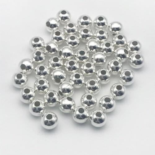 100pcs/lot 2/3/4/5/6/8mm Silver Plated Round Metal Space Loose Beads For Jewelry Making DIY Bracelets & Necklaces Z240