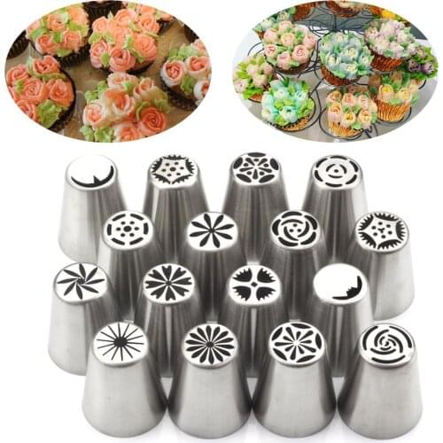 16PCS/set 304 Stainless Steel Pastry Nozzles For Cream Cake Decoration Tools Icing Piping Nozzles
