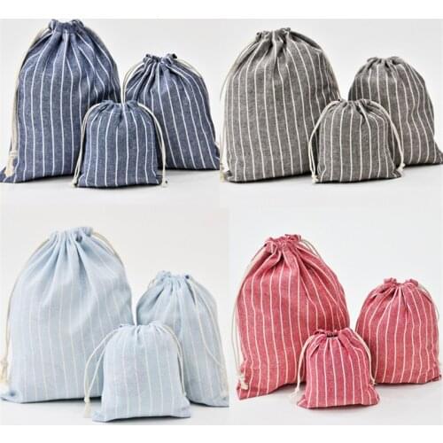 5pcs Linen Cotton Bag Muslin Cosmetics Gifts Jewelry Candy Dragee Wrapping Packaging Bags Cute Drawstring Gift Bag & Pouches
