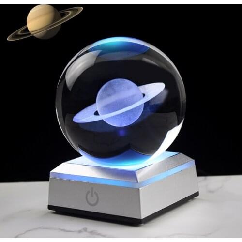 6/8CM 3D Jupiter Crystal Sphere Decorative Ball Laser Engraved Planets Model Ball Global Home Decoration Astrophile Gifts