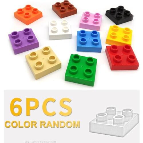 6pcs classic Big plastic Building Blocks accessory 2x2 dots thin Bricks Kids gift Compatible with Duplo baseplate set DIY Toys