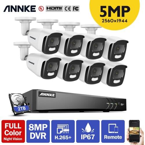 ANNKE 4K Ultra HD 8CH H.265+ DVR Security System True Full Color Night Vision Security Camera IP67 Outdoor CCTV Camera Kit