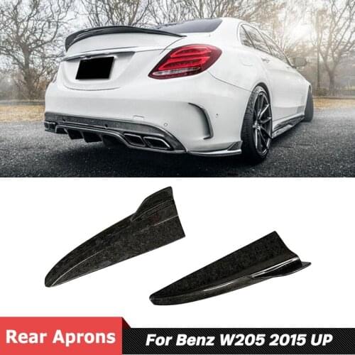 2 PCS Forged Carbon Fiber Rear Bumper Lip Cover Trim Aprons For Benz W205 C200 C300 C180 C63 Car 2015 Up