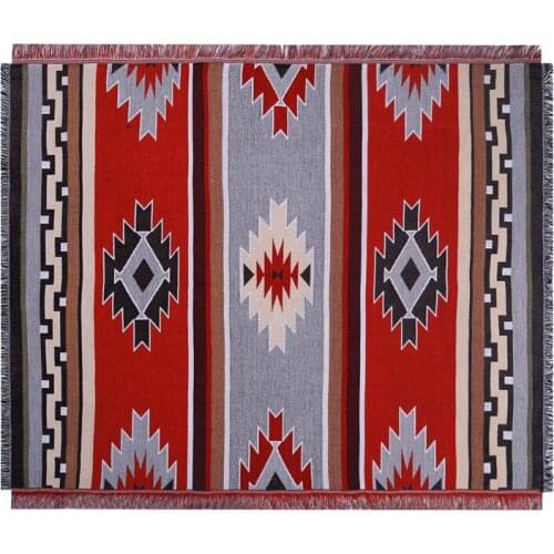 Bohemian Style RetroThrow Blanket for Bed Travel Camping Bedspread Simple Geometry Breathable Tapestry Sofa Cover