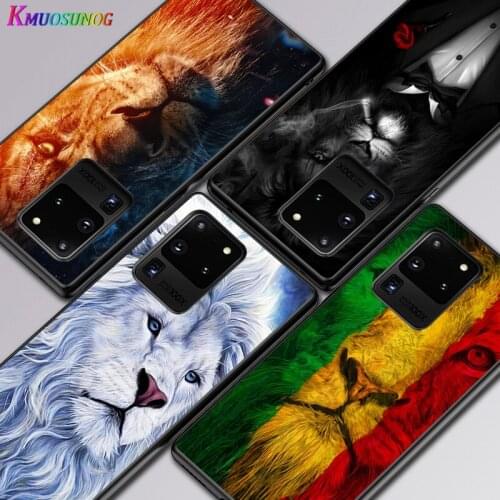 Majestic Animal Lion For Samsung A01 02 02S 11 12 21 21S 22 31 32 41 42 51 72 S20 Ultra Plus 4G 5G Black Soft phone Case