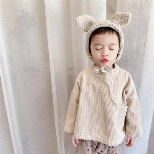 Baby Girls Shirt Winter New Girls Korean Solid Plus Velvet Blouse Kids Casual Cotton Thicken Corduroy Shirt Childrens Clothing