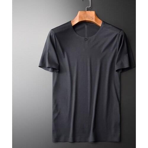 Classic Summer Grey Mens T-shirts High Quality Short Sleeve Casual Male T-shirts Fashion Solid Color Slim Fit Man T-shirts 4XL