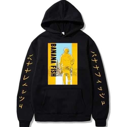 Harajuku Banana Fish 2 Unisex Hoodies Japanese Anime Printed Mens Hoodie Streetwear Pullover Streetwear Clothes