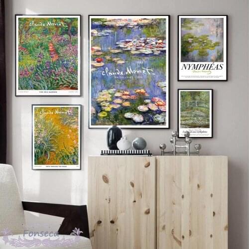 Claude Monet Water Lilies Iris Garden Oil Painting Prints On Canvas Art Impressionist Poster Wall Picture for Living Room