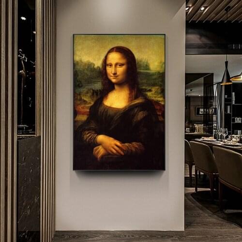 Classical Smile Of Mona Lisa Portrait Canvas Art Paintings Da Vinci Famous Masterpiece Art Prints for Living Room Cuadros Decor