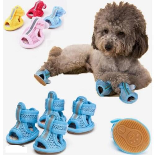 Summer Dog Shoes Breathable Mesh Puppy Pet Dog Shoes For Small Dogs Cats Cute Anti-Slip Chihuahua Pug Sandals Shoe Candy Colors