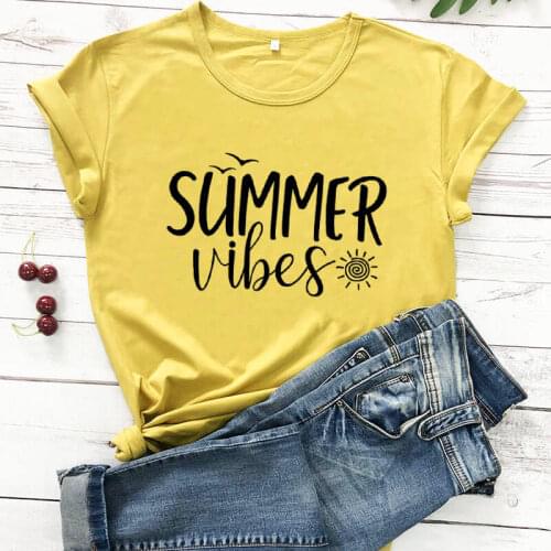 Summer Vibes Sunshine Shirt 2020 New Arrival Summer 100%Cotton Funny T Shirt Vacation Shirt Beach Shirts Vacay Mode Tops