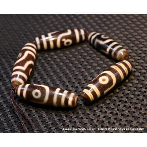 Power Magic LKbrother Set of 5 Ultra Energy Tibetan Old Agate 2 Eye Love Symbolize dZi Bead Amulet Talisman Pendant For Jewelry