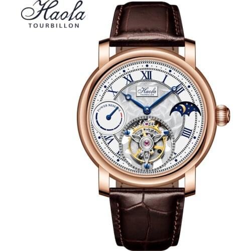 HAOFA Real Skeleton Tourbillon Movement Watches Mens 2021 Manual Mechanical Sapphire Wrist Watch For Men Power Reserve 60h