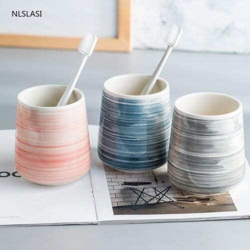Nordic Style Home Hotel Ceramic Toiletries Bathroom Set Marble Porcelain Cup Toothbrush Holder Decoration Accessories