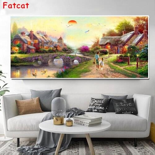 Newest Landscape diamond Painting Fantastic Garden Cottage Creative Diamond Embroidery Painting DIY Mosaic Big Size Decor PP2121