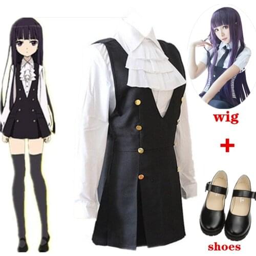 New Shirakiin Riricho Anime Inu x Boku SS Cosplay Cartoon Halloween Cos Woman Man Cosplay Costume Shirt skirt bow tie wigs shoes
