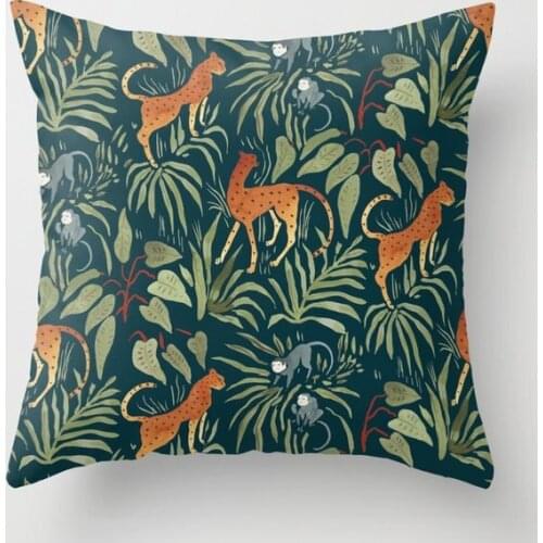 Monkey Business Decorative Pillow Cushion Covers Square Plant Pillowcase for Sofa Cotton Linen Pillow Cover