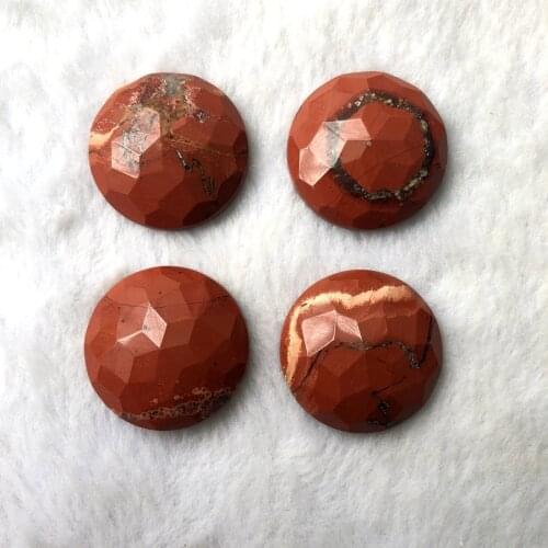 Wholesale 1pcs 100% Natural Red Jaspers Bead Cabochon 29mm Faceted Round Gem stone Bead Cabochon Ring Face