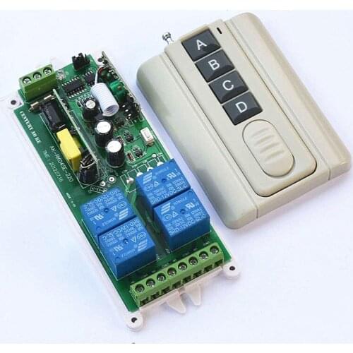 AC85v~250V 110V 220V 240V 4CH Wireless Remote Control Switch Relay Output Radio RF Transmitter Receiver