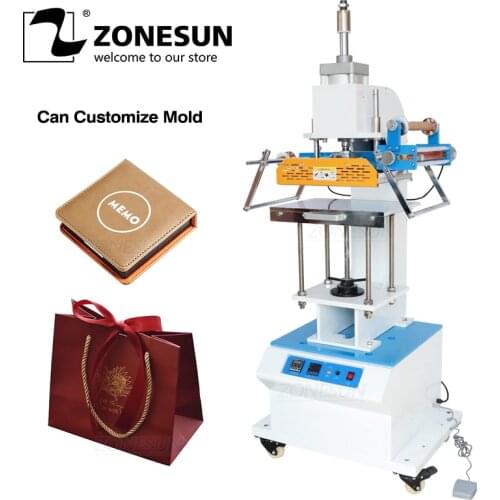 ZONESUN ZSP-890Q Pneumatic Stamping Machine leather LOGO Creasing machine LOGO stampler name card stamping machine