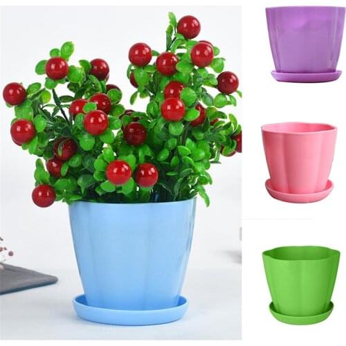 PP Resin Pumpkin Type Flower Pot Succulent Plant Petal Flowerpot W/ Saucer Tray sturdy and durable