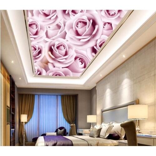 Custom photo 3d ceiling murals wallpaper Romantic rose flower picture room home decor 3d wall murals wallpaper for walls 3 d