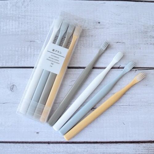Internet Celebrity Popular Japanese Toothbrush 4 PCs Plain Household Travel Boxed Small Head Toothbrush Wholesale