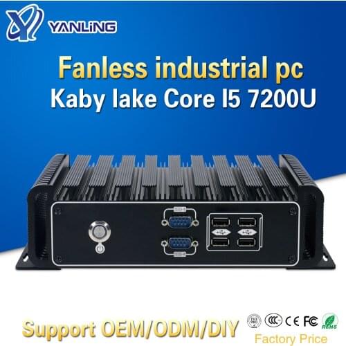 Yanling Factory industrial computer skylake core i5 7200u dual lan ubuntu barebone mini fanless embedded pc with 6 RS232 COM SIM