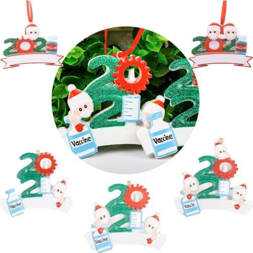 Christmas Resin Tree Hanging 2021 Personality Jewelry Santa Quarantine Wearing Masks DIY Best Wishes Xmas Tree Ornament Home Dec