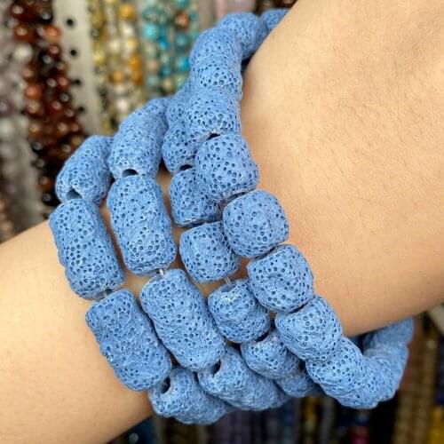 Dull Polish Natural Blue Volcanic Rock Stone Lava Spacer Matte Beads For Jewelry Making Diy Bracelet Accessories 15