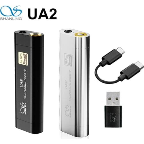 Shanling UA2 Portable USB DAC Cable AMP ES9038Q2M 2.5mm Balanced 3.5mm output PCM768 DSD512 Compatible iOS Android