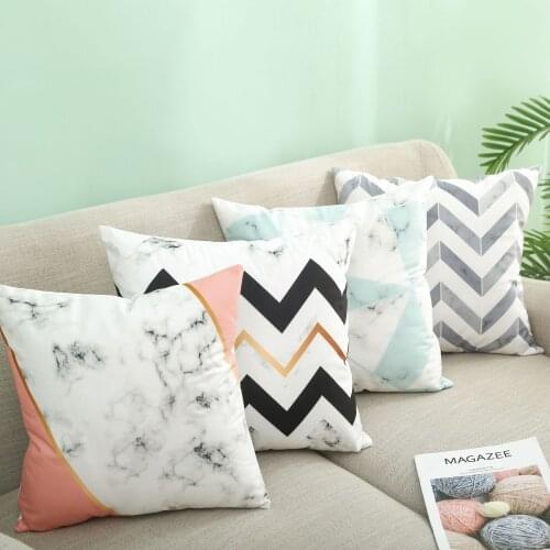 Nordic Mable Chevron Throw Pillow Case Pink Blue Geometric Cushion Covers for Home Sofa Chair Decorative Pillowcases