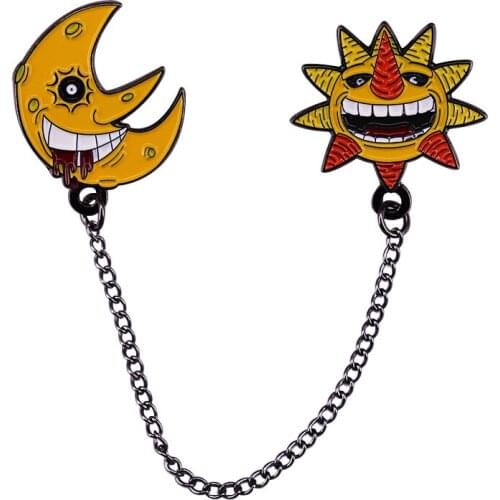 Soul Eater the sun and moon Brooch Pin Chain badge Nights of Halloween Anime Day 2021 new accessories