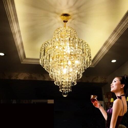 Modern Crystal Restaurant Pendant Lamp Luxury European Style Round Living Room Lighting Creative LED Balcony Aisle Lamp