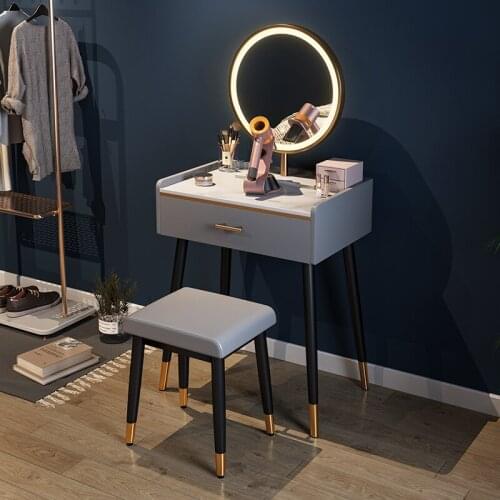 Single-person Make-up Table Bedroom Modern Minimalist Small New Lightweight Luxury High-end Rock Slab Small Household Type