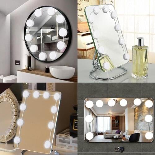 LED 12V Makeup Mirror Light Bulb Hollywood Vanity Lights Dimmable Wall Lamp 10 Bulbs Kit for Dressing Table