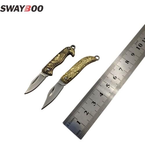 Swayboo Big Size Peanut Eagle Brass Handle Stainless steel Mini Portable Pocket Knife Gift Unpacking EDC Tiny Folding Knife