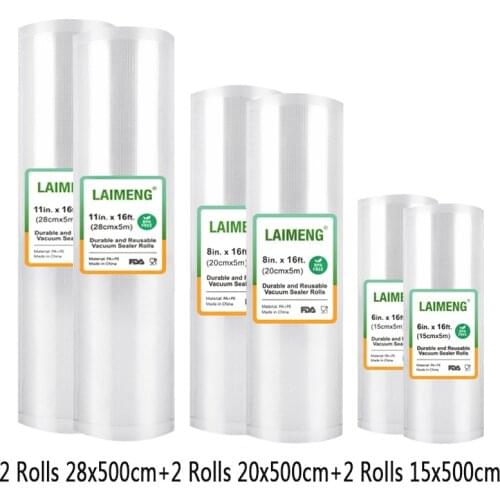 YUMYTH 6 Rolls Vacuum Bags for Food Vacuum Sealer Plastic Storage Bags Vacuum Food Saver Sealer Bags Rolls Sous Vide Bags
