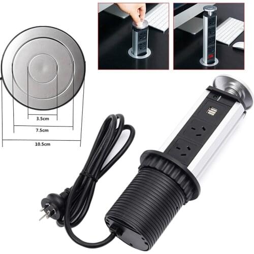 Newest Pull Pop Up Electrical 3 Socket 2 USB Kitchen Retractable Office Metting Desk Table Socket