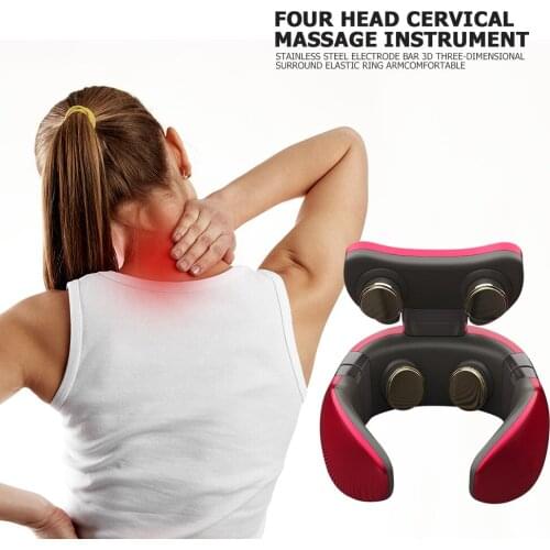 USB Charging 4D Magnetic Therapy Electric Neck Massager Cervical Stimulator Pain Relief Tool Health Care Massage Machine